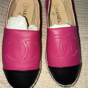 Authentic Chanel Pink & Black Espadrilles Brand New With Box/dustbag Size 36